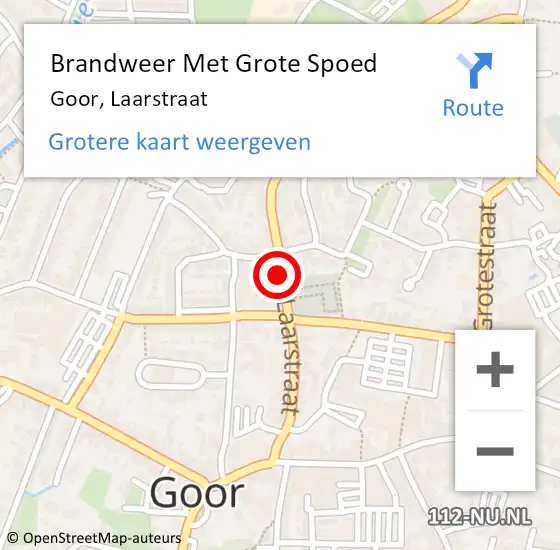 Locatie op kaart van de 112 melding: Brandweer Met Grote Spoed Naar Goor, Laarstraat op 4 oktober 2019 12:24