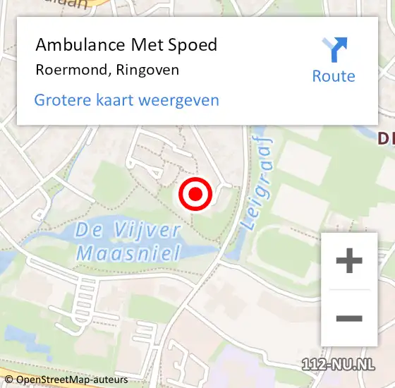 Locatie op kaart van de 112 melding: Ambulance Met Spoed Naar Roermond, Ringoven op 4 oktober 2019 12:47