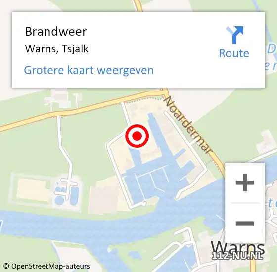 Locatie op kaart van de 112 melding: Brandweer Warns, Tsjalk op 4 oktober 2019 12:48