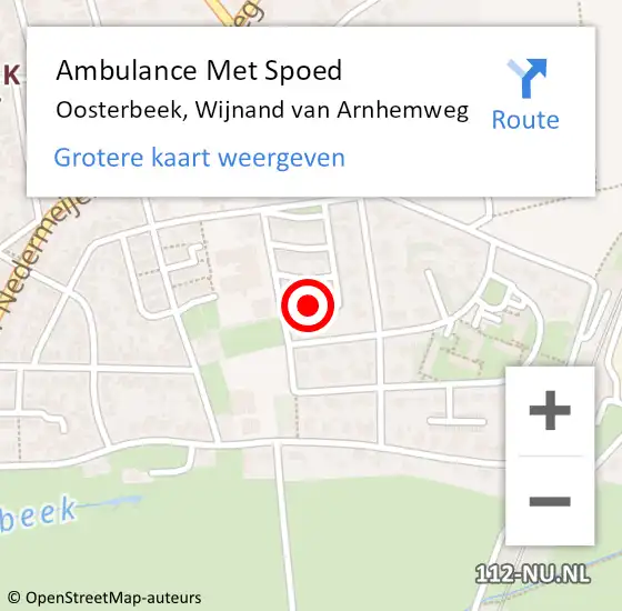 Locatie op kaart van de 112 melding: Ambulance Met Spoed Naar Oosterbeek, Wijnand van Arnhemweg op 4 oktober 2019 12:59