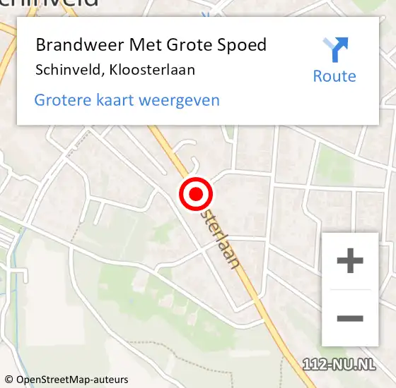 Locatie op kaart van de 112 melding: Brandweer Met Grote Spoed Naar Schinveld, Kloosterlaan op 4 oktober 2019 13:11