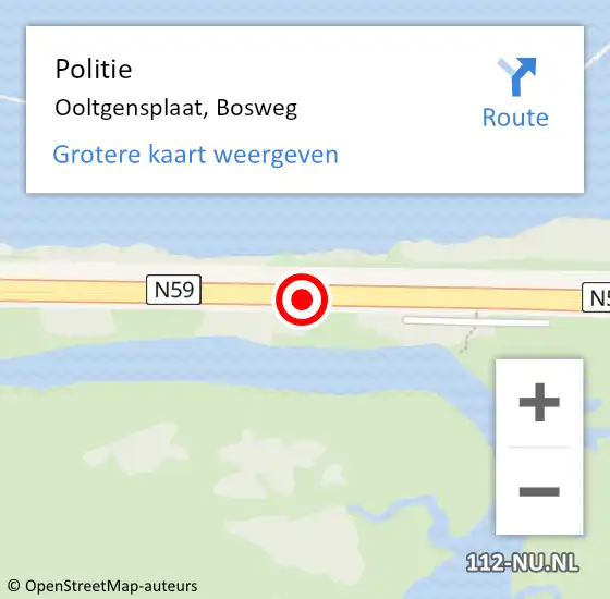 Locatie op kaart van de 112 melding: Politie Ooltgensplaat, Bosweg op 4 oktober 2019 13:17