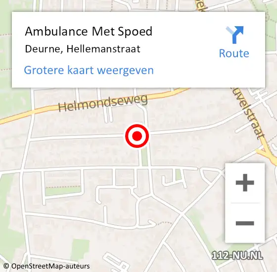 Locatie op kaart van de 112 melding: Ambulance Met Spoed Naar Deurne, Hellemanstraat op 4 oktober 2019 13:17