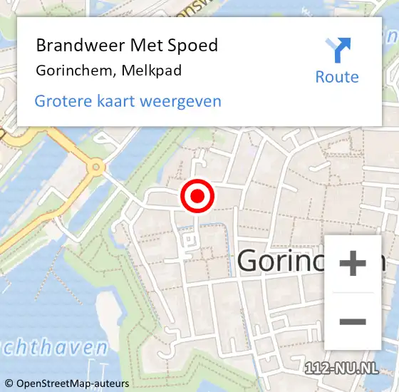 Locatie op kaart van de 112 melding: Brandweer Met Spoed Naar Gorinchem, Melkpad op 4 oktober 2019 13:25