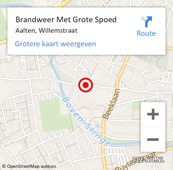 Locatie op kaart van de 112 melding: Brandweer Met Grote Spoed Naar Aalten, Willemstraat op 4 oktober 2019 13:39