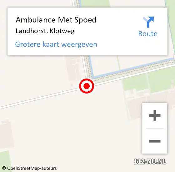 Locatie op kaart van de 112 melding: Ambulance Met Spoed Naar Landhorst, Klotweg op 4 oktober 2019 13:44