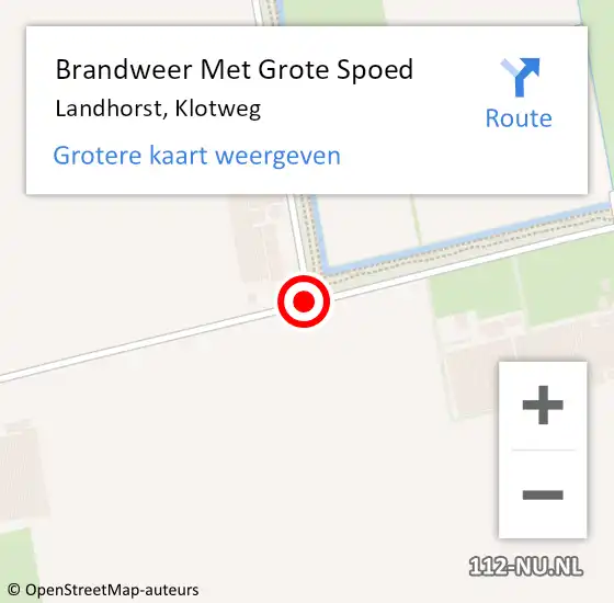 Locatie op kaart van de 112 melding: Brandweer Met Grote Spoed Naar Landhorst, Klotweg op 4 oktober 2019 13:47