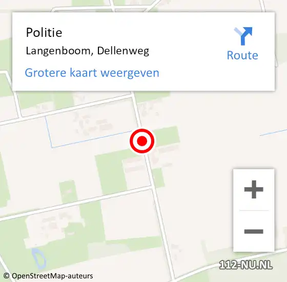 Locatie op kaart van de 112 melding: Politie Langenboom, Dellenweg op 4 oktober 2019 13:54