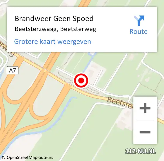 Locatie op kaart van de 112 melding: Brandweer Geen Spoed Naar Beetsterzwaag, Beetsterweg op 4 oktober 2019 14:07