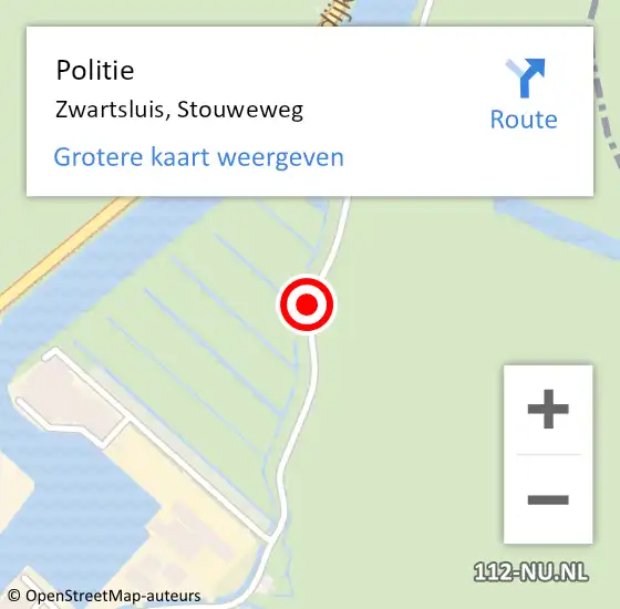 Locatie op kaart van de 112 melding: Politie Zwartsluis, Stouweweg op 4 oktober 2019 15:04