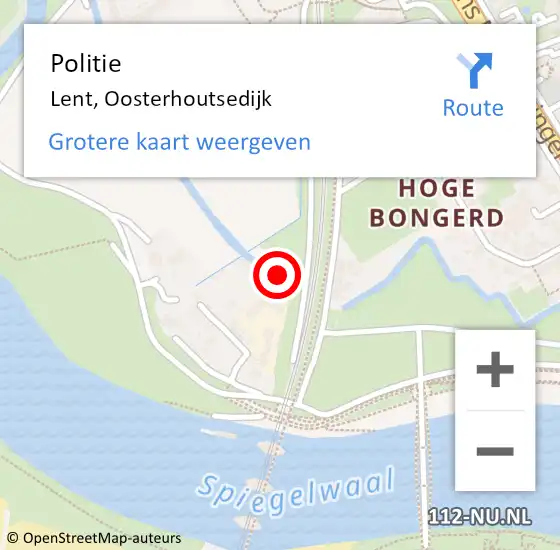 Locatie op kaart van de 112 melding: Politie Lent, Oosterhoutsedijk op 4 oktober 2019 15:50