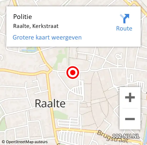 Locatie op kaart van de 112 melding: Politie Raalte, Kerkstraat op 4 oktober 2019 15:54