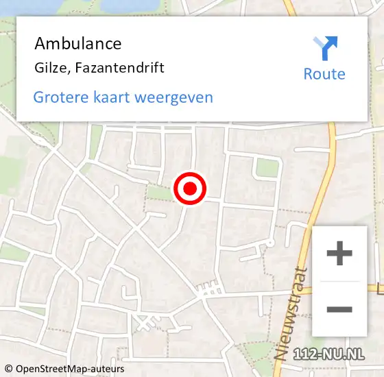 Locatie op kaart van de 112 melding: Ambulance Gilze, Fazantendrift op 4 oktober 2019 16:02