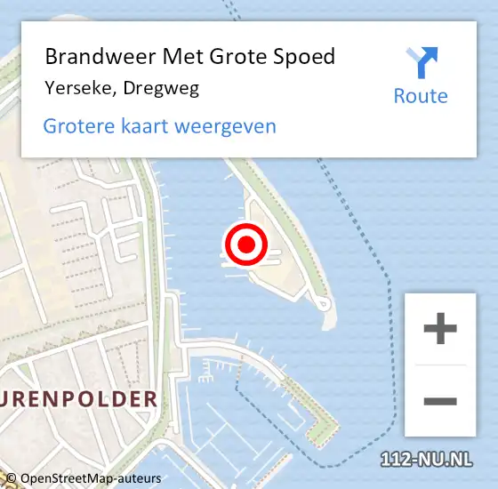 Locatie op kaart van de 112 melding: Brandweer Met Grote Spoed Naar Yerseke, Dregweg op 4 oktober 2019 16:10