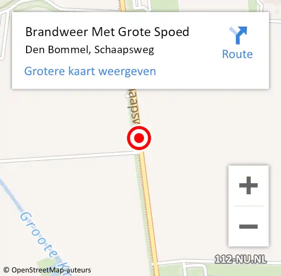 Locatie op kaart van de 112 melding: Brandweer Met Grote Spoed Naar Den Bommel, Schaapsweg op 4 oktober 2019 16:21