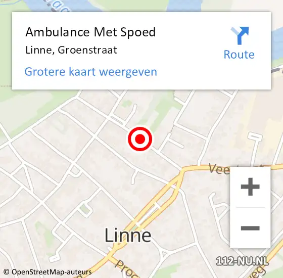 Locatie op kaart van de 112 melding: Ambulance Met Spoed Naar Linne, Groenstraat op 4 oktober 2019 16:31