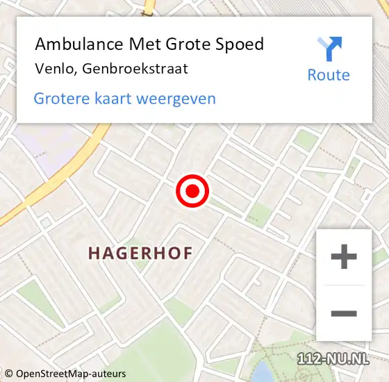 Locatie op kaart van de 112 melding: Ambulance Met Grote Spoed Naar Venlo, Genbroekstraat op 4 oktober 2019 17:32