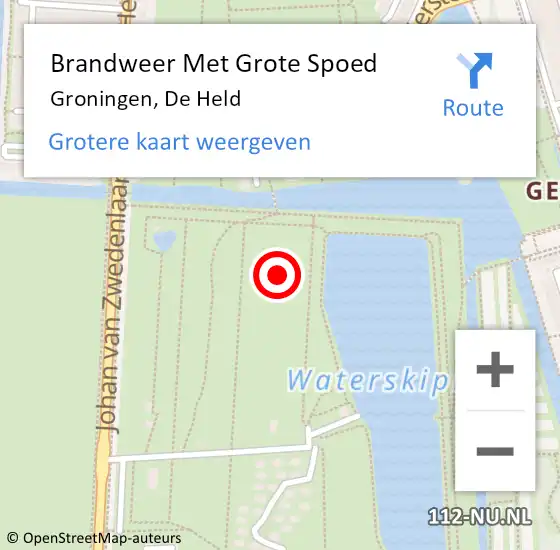 Locatie op kaart van de 112 melding: Brandweer Met Grote Spoed Naar Groningen, De Held op 4 oktober 2019 17:40