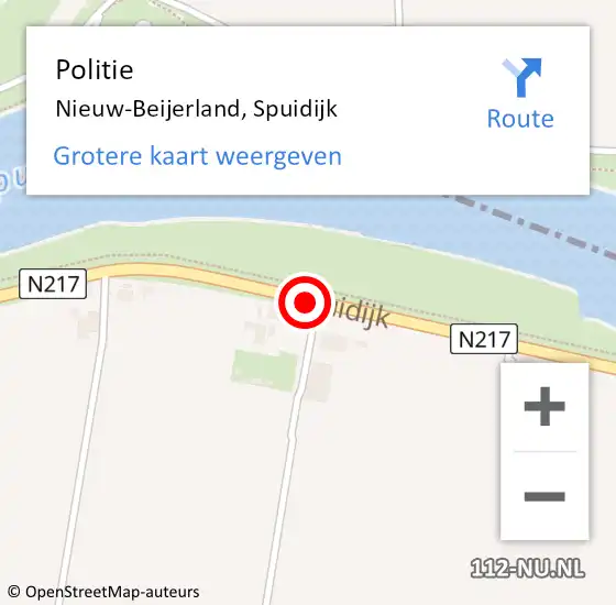 Locatie op kaart van de 112 melding: Politie Nieuw-Beijerland, Spuidijk op 4 oktober 2019 17:47