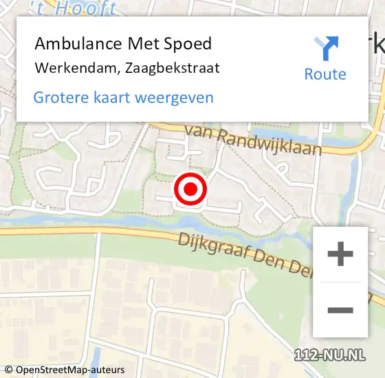 Locatie op kaart van de 112 melding: Ambulance Met Spoed Naar Werkendam, Zaagbekstraat op 4 oktober 2019 17:53