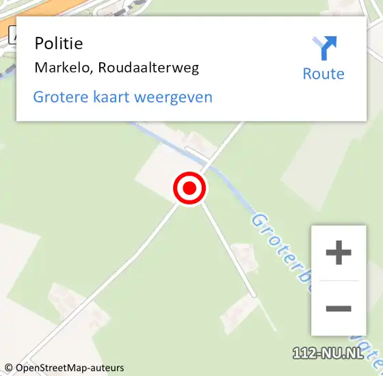 Locatie op kaart van de 112 melding: Politie Markelo, Roudaalterweg op 4 oktober 2019 18:20