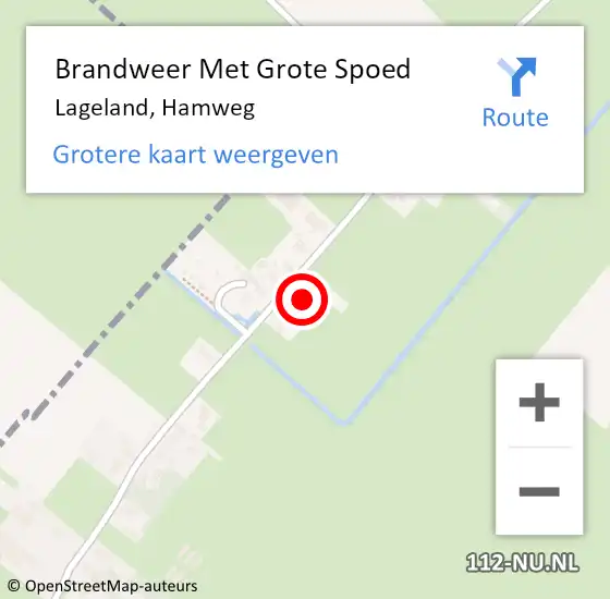 Locatie op kaart van de 112 melding: Brandweer Met Grote Spoed Naar Lageland, Hamweg op 15 april 2014 17:47