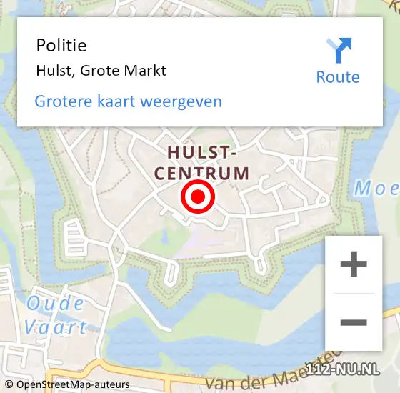 Locatie op kaart van de 112 melding: Politie Hulst, Grote Markt op 4 oktober 2019 19:52