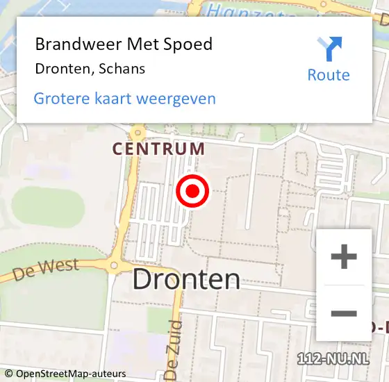 Locatie op kaart van de 112 melding: Brandweer Met Spoed Naar Dronten, Schans op 4 oktober 2019 20:23