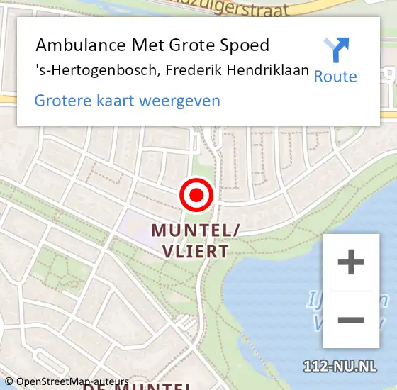 Locatie op kaart van de 112 melding: Ambulance Met Grote Spoed Naar 's-Hertogenbosch, Frederik Hendriklaan op 4 oktober 2019 20:38