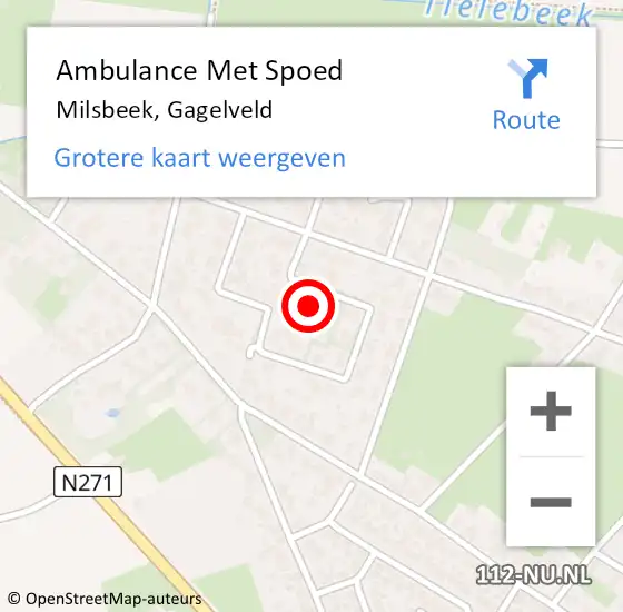 Locatie op kaart van de 112 melding: Ambulance Met Spoed Naar Milsbeek, Gagelveld op 4 oktober 2019 21:55