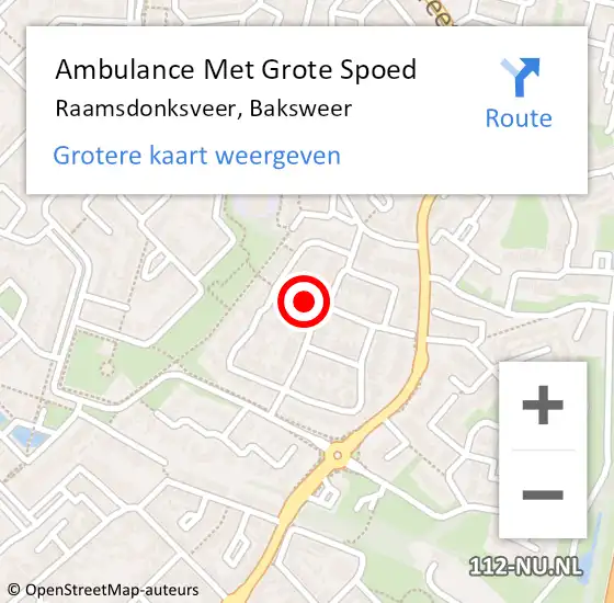 Locatie op kaart van de 112 melding: Ambulance Met Grote Spoed Naar Raamsdonksveer, Baksweer op 4 oktober 2019 22:21