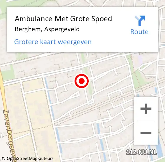 Locatie op kaart van de 112 melding: Ambulance Met Grote Spoed Naar Berghem, Aspergeveld op 4 oktober 2019 23:35