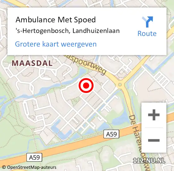 Locatie op kaart van de 112 melding: Ambulance Met Spoed Naar 's-Hertogenbosch, Landhuizenlaan op 5 oktober 2019 00:03