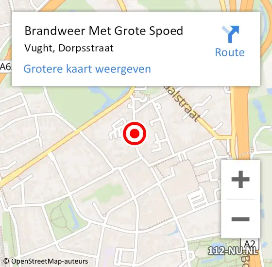 Locatie op kaart van de 112 melding: Brandweer Met Grote Spoed Naar Vught, Dorpsstraat op 5 oktober 2019 00:29