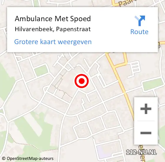 Locatie op kaart van de 112 melding: Ambulance Met Spoed Naar Hilvarenbeek, Papenstraat op 5 oktober 2019 02:30