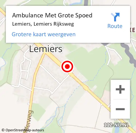 Locatie op kaart van de 112 melding: Ambulance Met Grote Spoed Naar Lemiers, Lemiers Rijksweg op 15 april 2014 18:29