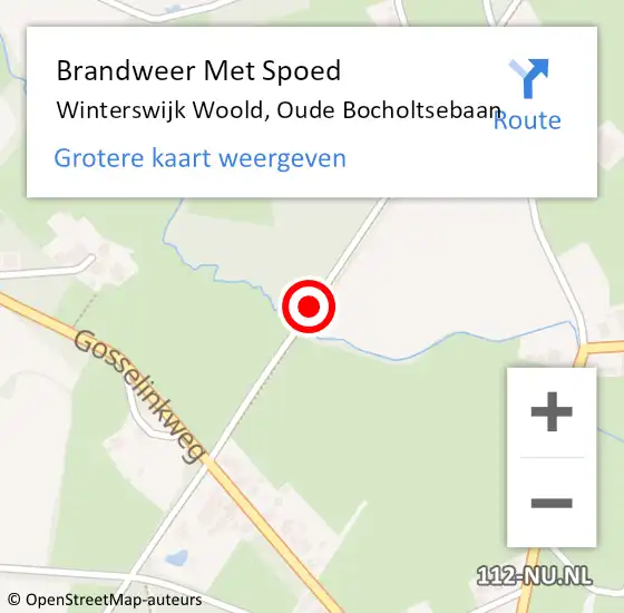 Locatie op kaart van de 112 melding: Brandweer Met Spoed Naar Winterswijk Woold, Oude Bocholtsebaan op 5 oktober 2019 08:31