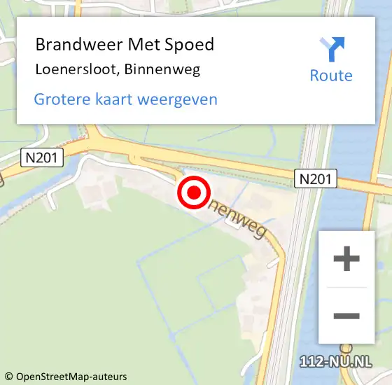 Locatie op kaart van de 112 melding: Brandweer Met Spoed Naar Loenersloot, Binnenweg op 5 oktober 2019 08:35