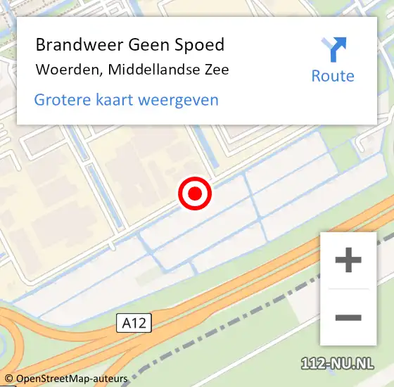 Locatie op kaart van de 112 melding: Brandweer Geen Spoed Naar Woerden, Middellandse Zee op 5 oktober 2019 08:46