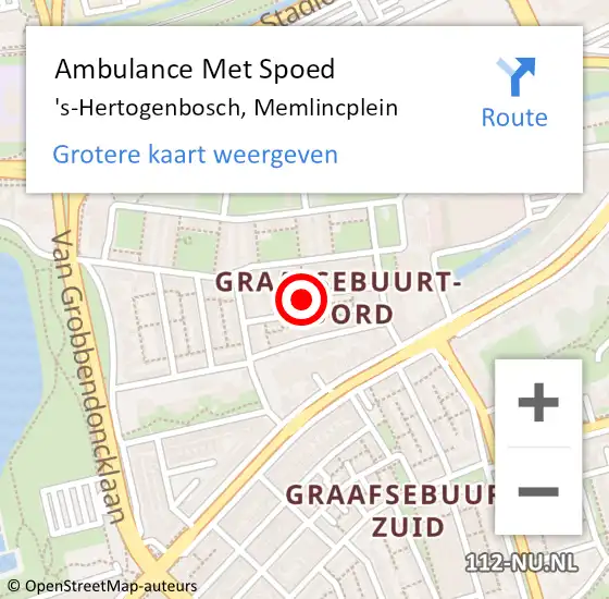 Locatie op kaart van de 112 melding: Ambulance Met Spoed Naar 's-Hertogenbosch, Memlincplein op 5 oktober 2019 09:16