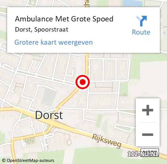 Locatie op kaart van de 112 melding: Ambulance Met Grote Spoed Naar Dorst, Spoorstraat op 5 oktober 2019 10:11