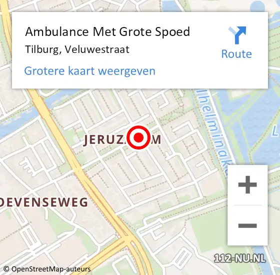 Locatie op kaart van de 112 melding: Ambulance Met Grote Spoed Naar Tilburg, Veluwestraat op 5 oktober 2019 10:37