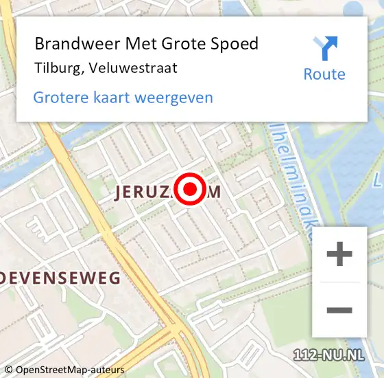 Locatie op kaart van de 112 melding: Brandweer Met Grote Spoed Naar Tilburg, Veluwestraat op 5 oktober 2019 10:41