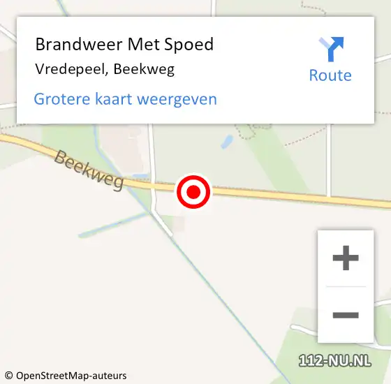 Locatie op kaart van de 112 melding: Brandweer Met Spoed Naar Vredepeel, Beekweg op 5 oktober 2019 11:20