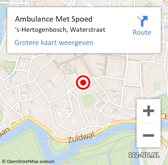 Locatie op kaart van de 112 melding: Ambulance Met Spoed Naar 's-Hertogenbosch, Waterstraat op 5 oktober 2019 11:44