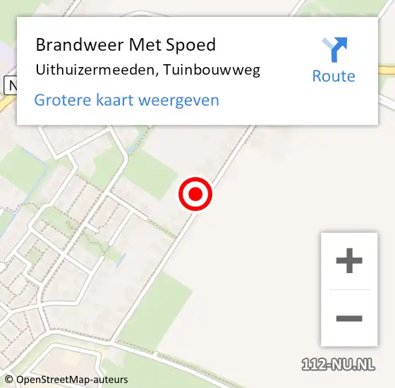 Locatie op kaart van de 112 melding: Brandweer Met Spoed Naar Uithuizermeeden, Tuinbouwweg op 15 april 2014 18:54