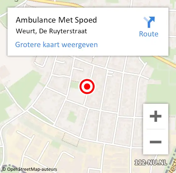 Locatie op kaart van de 112 melding: Ambulance Met Spoed Naar Weurt, De Ruyterstraat op 5 oktober 2019 12:03