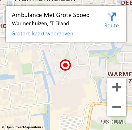 Locatie op kaart van de 112 melding: Ambulance Met Grote Spoed Naar Warmenhuizen, 'T Eiland op 5 oktober 2019 12:16