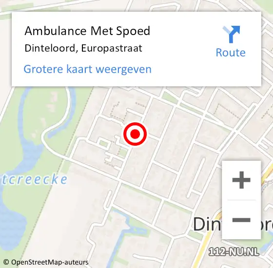 Locatie op kaart van de 112 melding: Ambulance Met Spoed Naar Dinteloord, Europastraat op 5 oktober 2019 13:17