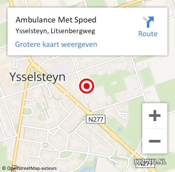 Locatie op kaart van de 112 melding: Ambulance Met Spoed Naar Ysselsteyn, Litsenbergweg op 28 september 2013 21:42